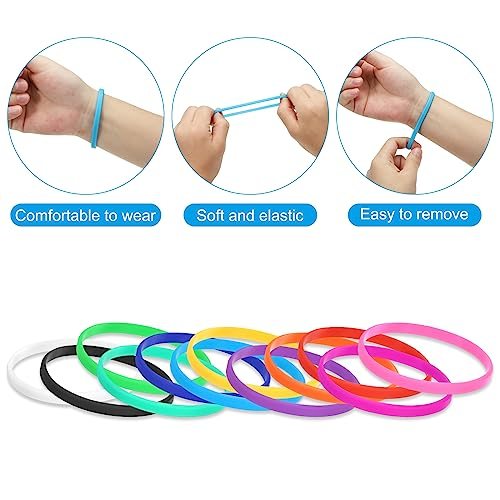 Silicone Bracelets, 6 Pack Colored Rubber Wristbands Blank Stretch Sports view 4