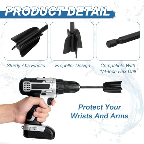 Silicone Resin Mixer 4.9" ABS Plastic 1/4" Hex Black/White, Paddles Paint view 3