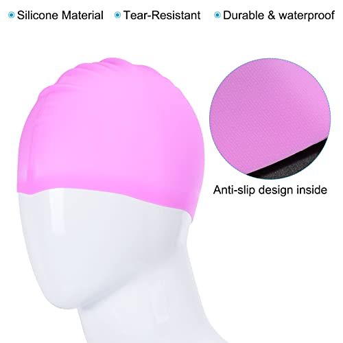 Silicone Swim Cap, 2 Pack Waterproof Swimming Hat Non-Slip Adult Swimming view 5