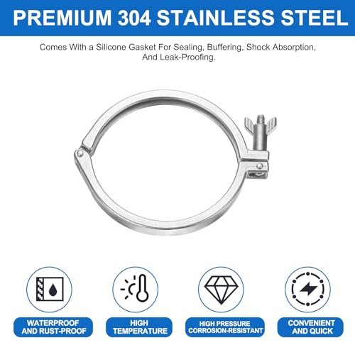 Silver, 304 Stainless Steel Clamp, Sanitary Fittings view 3