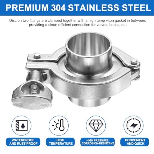 Silver, Sanitary Clamp Fitting, 304 Stainless Steel Heavy Duty Sanitary view 3
