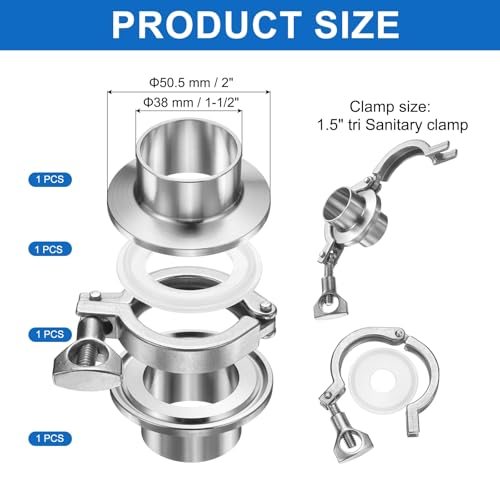 Silver, Sanitary Clamp Fitting, 304 Stainless Steel Heavy Duty Sanitary view 2