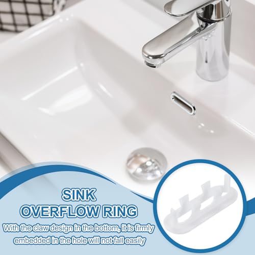Sink Overflow Ring, 4 Pcs Bathroom Sink Overflow Drain Cover Sink Basin view 5