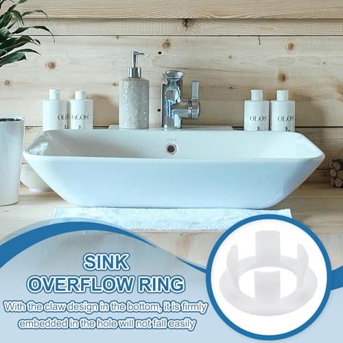 Sink Overflow Ring 8Pcs Bathroom Sink Overflow Drain Cover in White view 5