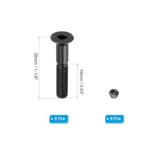 Skateboard Hardware Kit 1-1/8", 8pcs 8.8 Mounting Screws, Black view 2