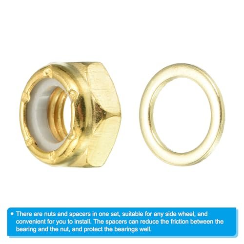 Skateboard Lock Nuts Set, 2 Set 5/16 Skateboard Truck Axle Washers Spacer view 4