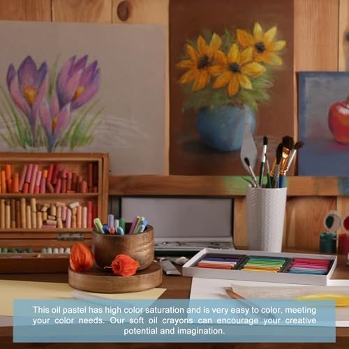Sky Blue Oil Pastels, 12Pcs Soft Oil Crayons Vibrant and Creamy Pastels view 4