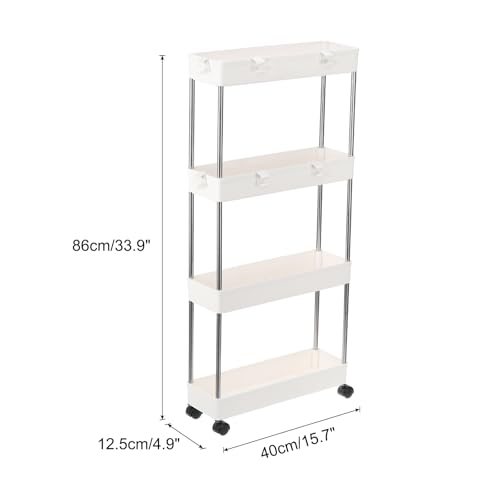 Slim Storage Cart, 4 Tier Mobile Shelving Unit Bathroom Storage Organizer view 2