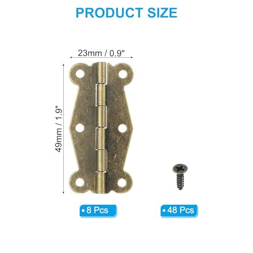 Small Vintage Box Hinges 2 Inch, Brown view 2