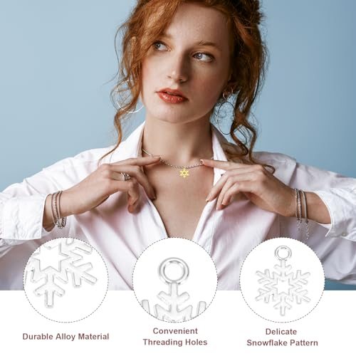 Snowflake Charm for Jewelry Making 100Pcs(Bright Silver), Alloy Winter view 3