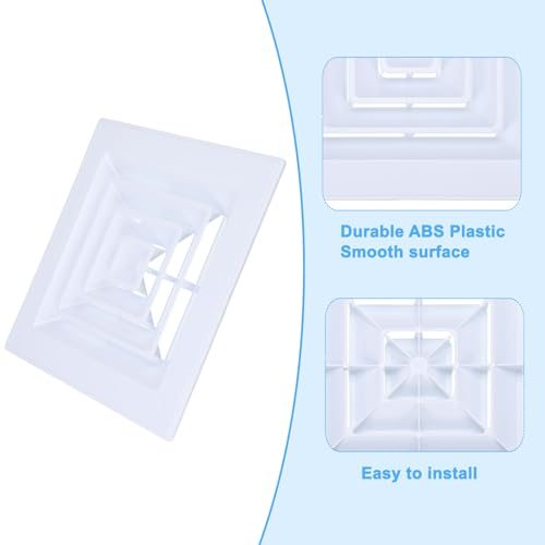 Square Air Vent Cover Plastic Air Return Grille 14x14Inch White, Sidewall view 4