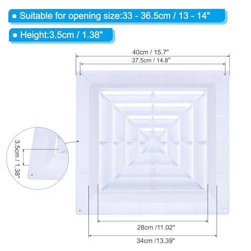 Square Air Vent Cover Plastic Air Return Grille 16x16Inch White view 2