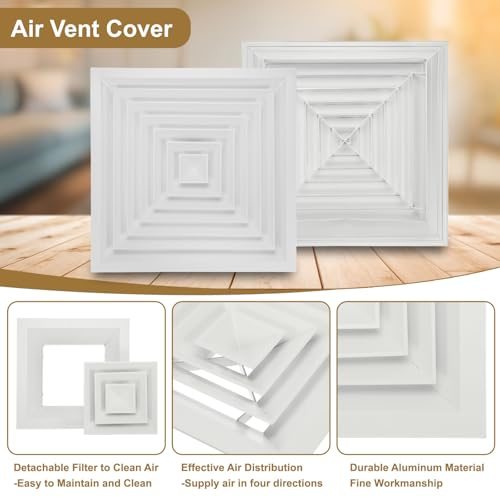 Square Ceiling Diffuser Aluminum Square Vent Cover 17x17 in White view 3