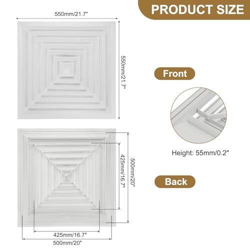 Square Ceiling Diffuser Aluminum Square Vent Cover 17x17 in White view 2