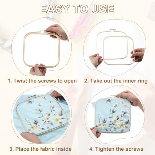 Square Embroidery Hoops, Adjustable Ring Embroidery Frame Punch Needle view 4