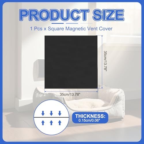 Square Magnetic Vent Covers 14x14 Inch, Floor Air Vent Blocker Covers view 2
