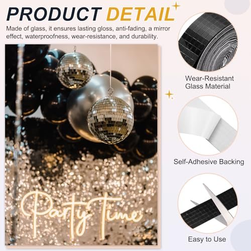 Square Mini Glass Mosaic Disco Tile Sticker view 3