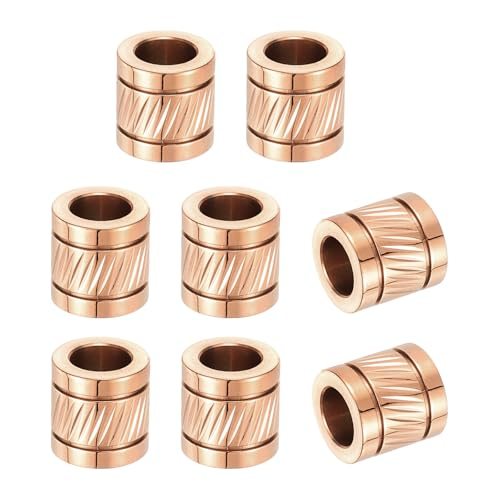 Stainless Steel Big Hole Paracord Column Beads 8pcs, Grooved Tube Loose — PATIKIL