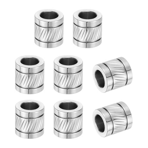 Stainless Steel Big Hole Paracord Column Beads 8pcs — PATIKIL
