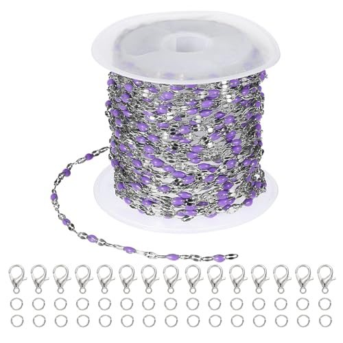 Stainless Steel Jewelry Chain 16Ft 2mm Purple Enamel Link Cable, Chains — PATIKIL