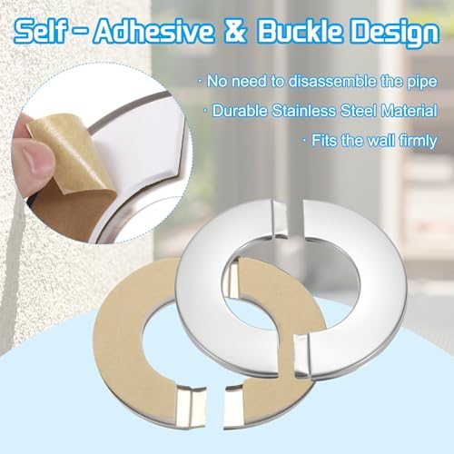 Stainless Steel Round Self-Adhesive Escutcheon Plate Plumbing Wall Cover view 3