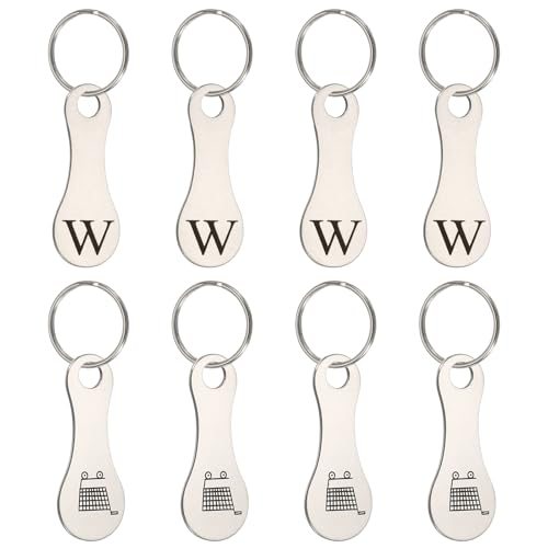 Stainless Steel Shopping Trolley Token, Engraved Letter W — PATIKIL