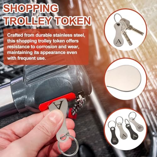 Stainless Steel Shopping Trolley Token, Pattern Grocery Cart Metal view 3