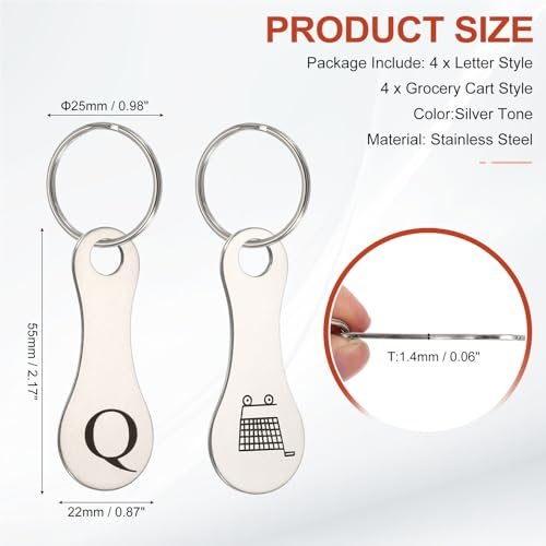 Stainless Steel Shopping Trolley Token, Pattern Grocery Cart Metal view 2
