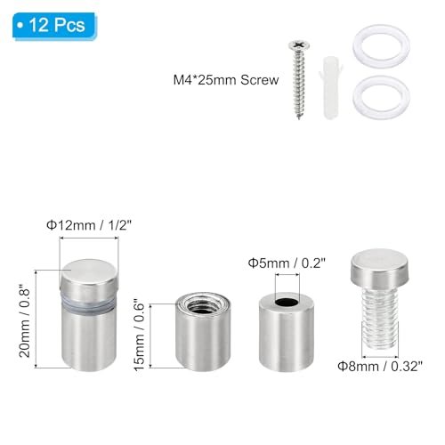 Stainless Steel Wall Standoff Mounting Hardware Advertising Glass Nail view 2