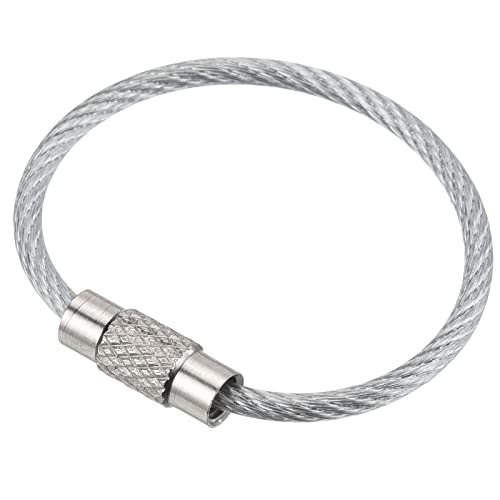 Stainless Steel Wire Keychain Cable 3.5" Length Silver 5 Pack, Key Ring — PATIKIL