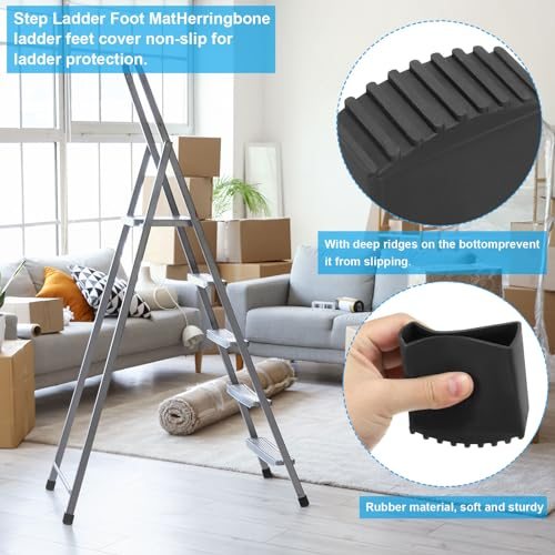 Step Ladder Foot Mat, 2 Pack Herringbone Ladder Feet Cover Non-Slip view 4