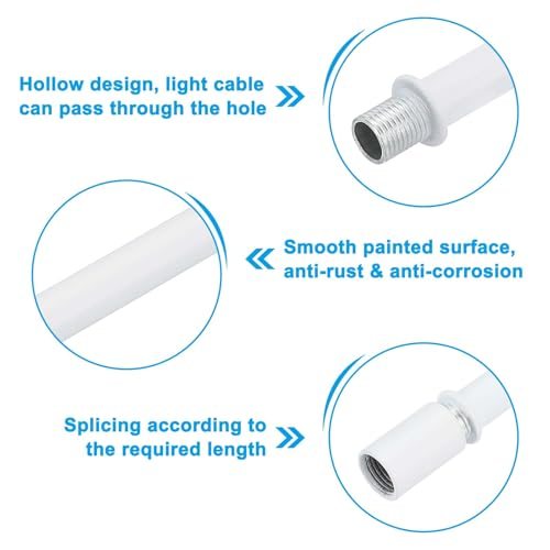 Straight Pipe Lamp Stems Rod Kit 2Set M10 Carbon Steel 110mm view 3