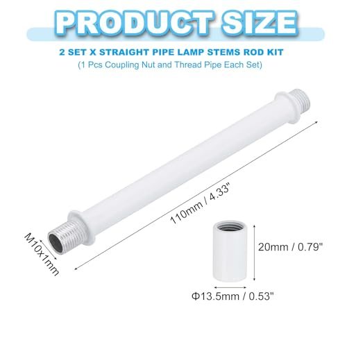 Straight Pipe Lamp Stems Rod Kit 2Set M10 Carbon Steel 110mm view 2
