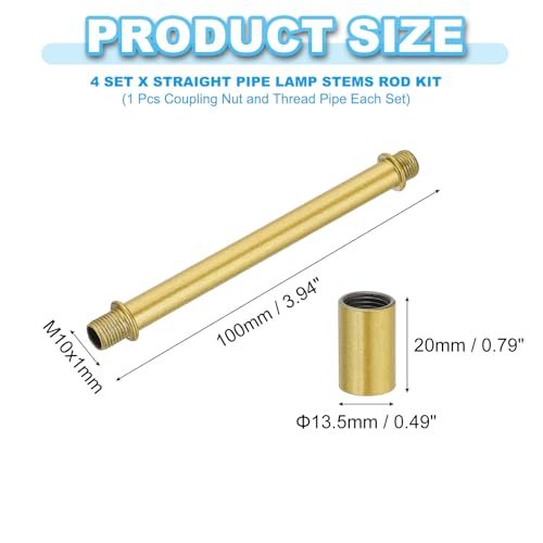 Straight Pipe Lamp Stems Rod Kit M10 100mm/3.94" view 2