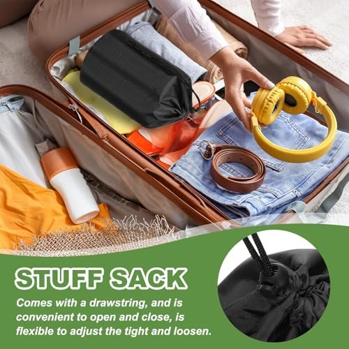 Stuff Sack Waterproof Outdoor Storage Sack 9x17 Black, Portable view 4