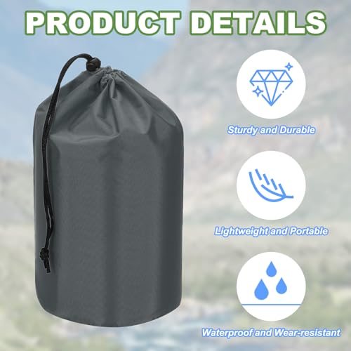 Stuff Sack, Waterproof Outdoor Storage Sack 9x17In Dark Grey, Portable view 3