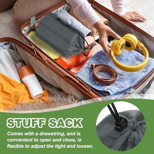 Stuff Sack, Waterproof Outdoor Storage Sack 9x17In Dark Grey, Portable view 4