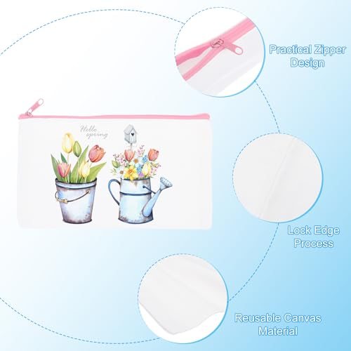 Sublimation Makeup Bags, 25 Pcs 7 x 4.5 Inch Canvas Heat Transfer Blank view 3