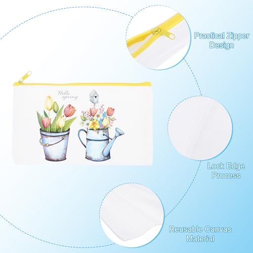 Sublimation Makeup Bags, 50 Pcs 7 x 4.5 Inch Canvas Heat Transfer Blank view 3