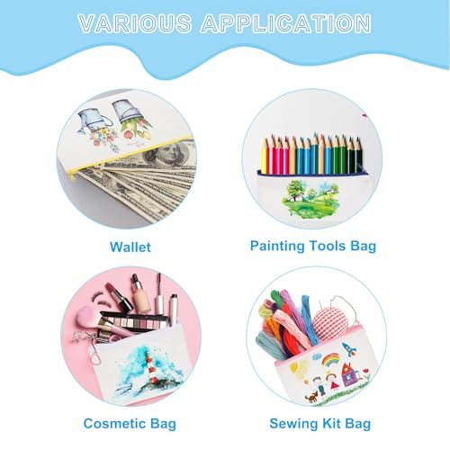 Sublimation Makeup Bags, 50 Pcs 7 x 4.5 Inch Canvas Heat Transfer Blank view 4