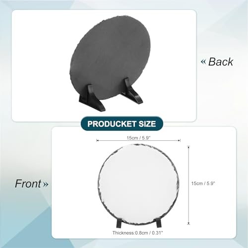 Sublimation Slate Blanks Round Stone Photo Frame 6" White, Heat Press view 2