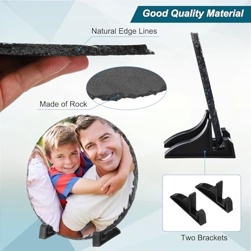 Sublimation Slate Blanks Round Stone Photo Frame 6" White, Heat Press view 4
