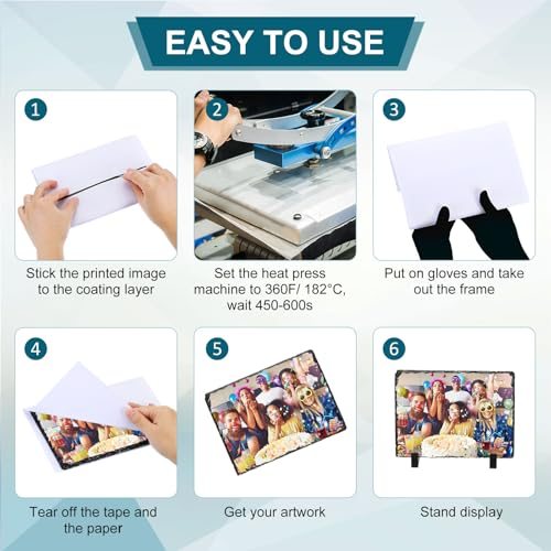 Sublimation Slate Blanks, Square Stone Sublimation Photo Frame, Heat view 3