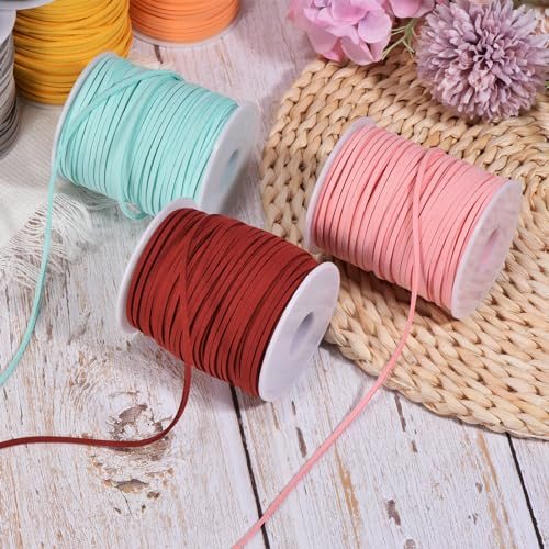 Suede Cord with Roll Spool 3mm 50 Yard, Flat Faux Leather Lace for view 5