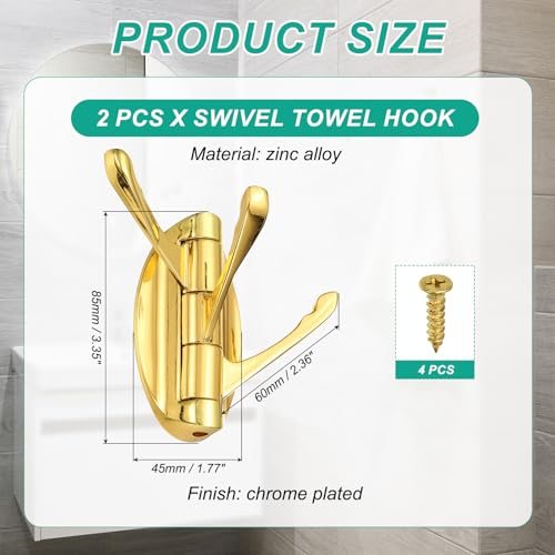 Swivel Towel Hooks Foldable Towel Hook Clothes Hooks Hanger Wall Mounted view 2