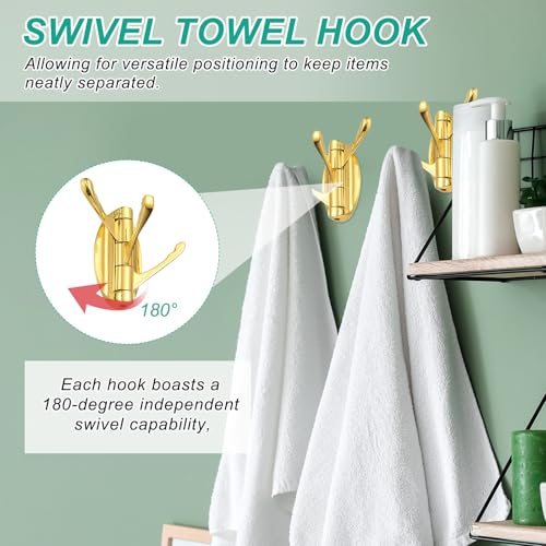 Swivel Towel Hooks Foldable Towel Hook Clothes Hooks Hanger Wall Mounted view 4