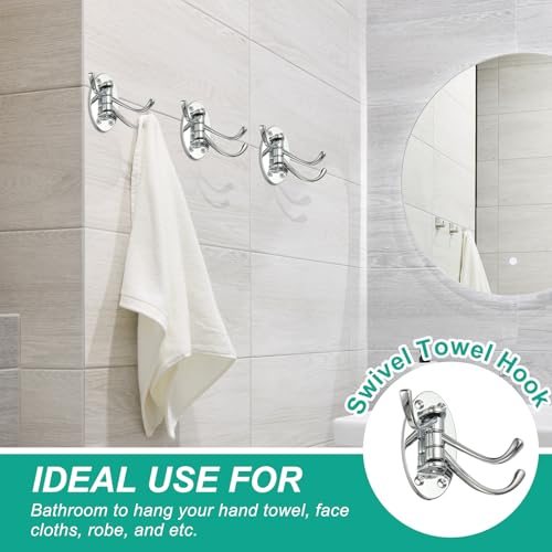 Swivel Wall Hooks Foldable Towel Hook Clothes Hanger Silver, Wall Mounted view 5