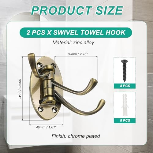 Swivel Wall Hooks Foldable Towel Hook Clothes Hanger Wall Mounted Three view 2