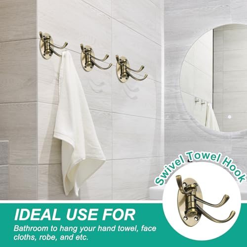 Swivel Wall Hooks Foldable Towel Hook Clothes Hanger Wall Mounted Three view 5