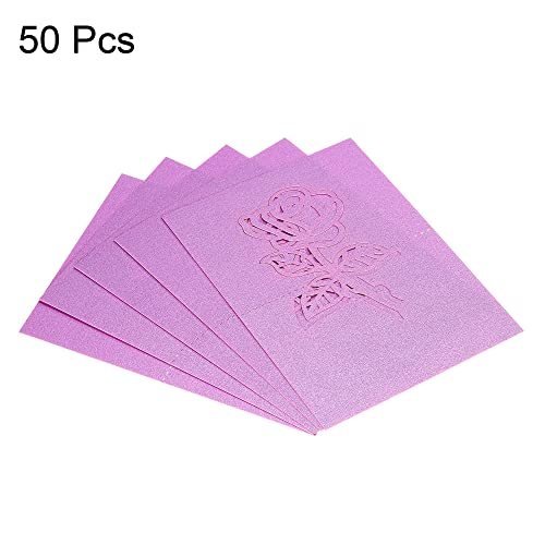 Table Name Place Cards, 50Pcs Favor Decor Rose Cut Design Blank Card view 3